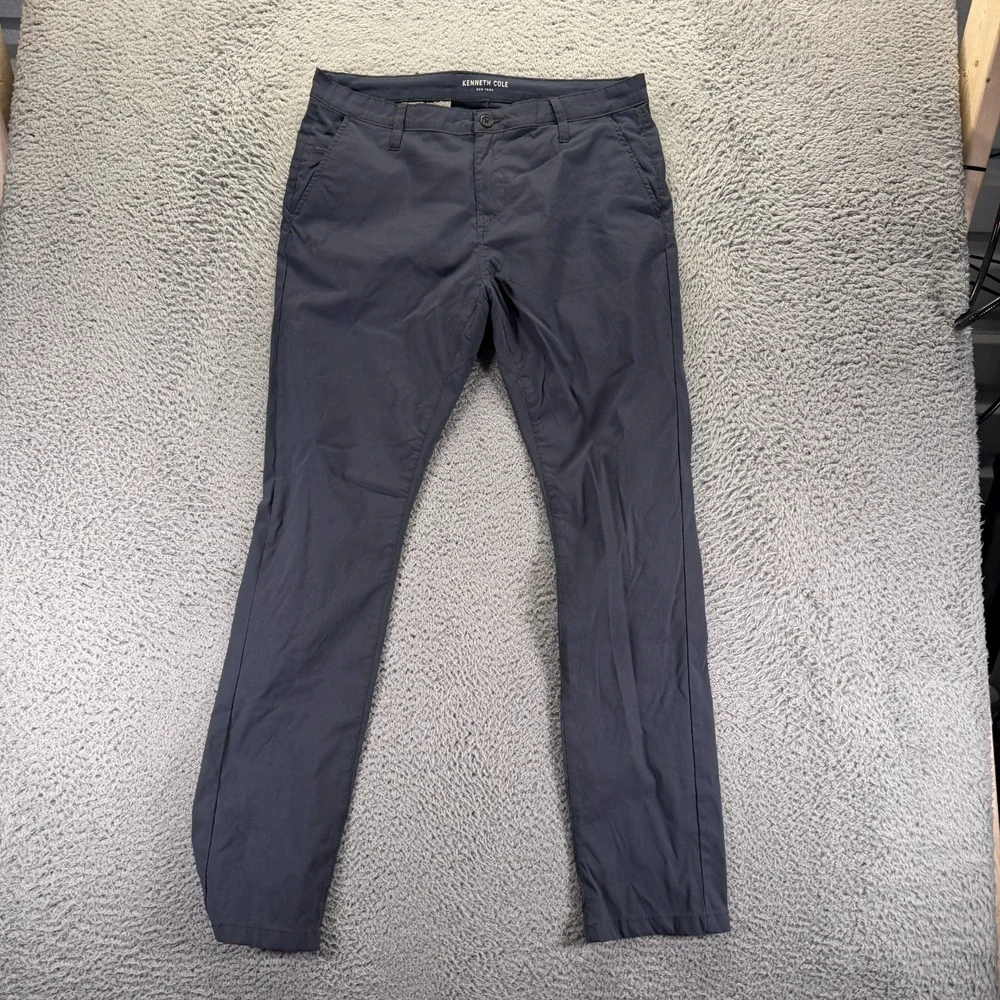 Kenneth Cole Pant Mens 34x32 Gray Nylon Khakis Straight Workwear Utility Stretch